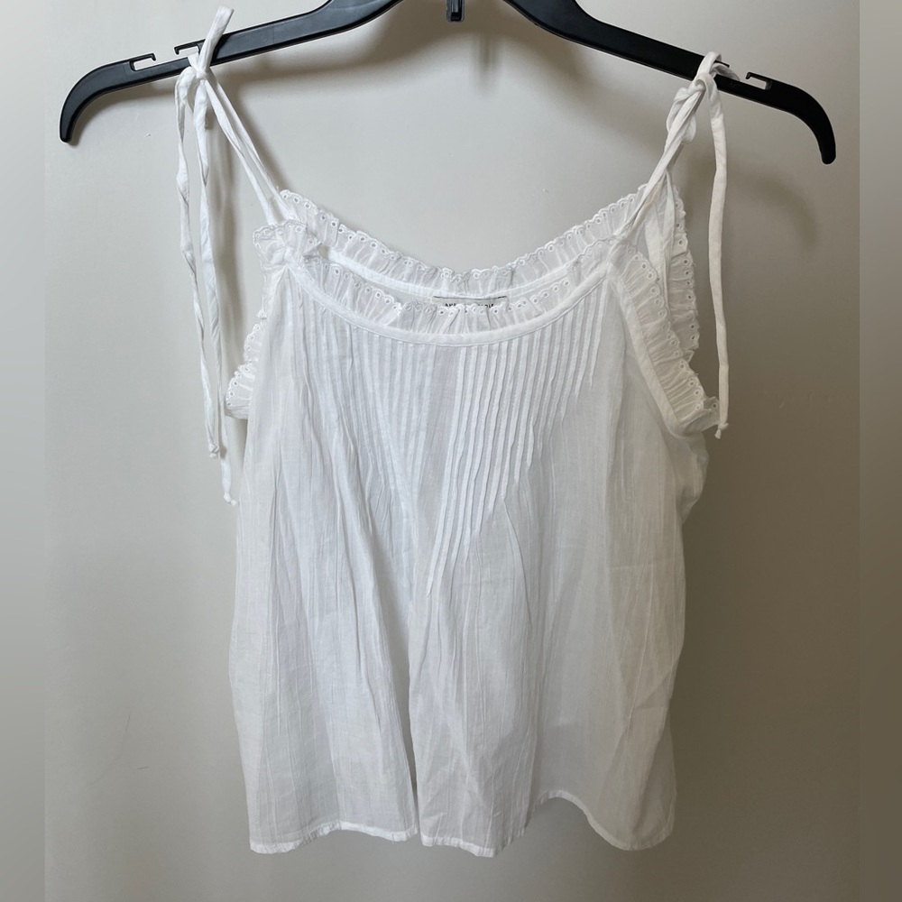 NWT American Eagle White Ruffle Lace Tank Top with Tie Straps